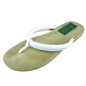 Made in Italy Women Flip Flop Sandal Shoes White Leather Size 6 Medium